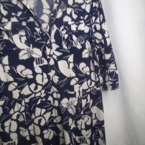 Old Navy Dress L Women Short Sleeve Soft Stretch Floral Blue White - Picture 9 of 16
